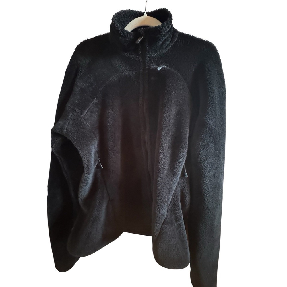 Patagonia R4 Black Deep Pile Polartec Fleece Woman's Large Jacket Zip Pockets